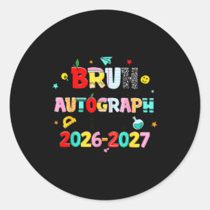 Retro bruh laatste dag handtekeningen leraar laats ronde sticker