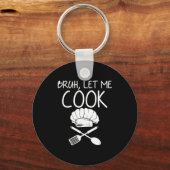 Retro Bruh Let Me Cook Meme Funny Let Him Cook  Sleutelhanger (Voorkant)