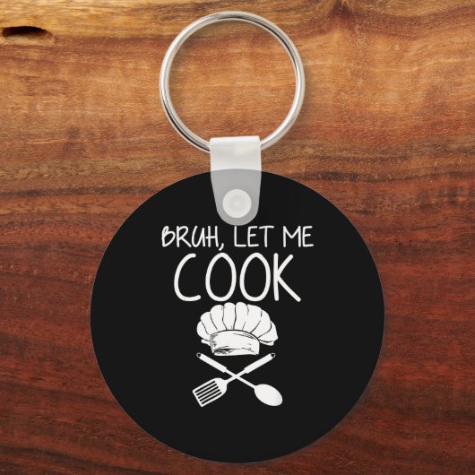 Retro Bruh Let Me Cook Meme Funny Let Him Cook Sleutelhanger (Voorkant)