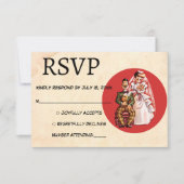 Retro Bruid Bruidegom Romantische Classic Wedding RSVP Kaartje (Voorkant)