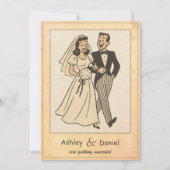  Retro Bruid en Bruidegom 50s Comic Wedding Kaart (Voorkant)