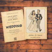  Retro Bruid en Bruidegom 50s Comic Wedding Kaart