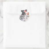 Retro bruid en bruidegom bruiloft ronde sticker (Tas)