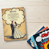 retro bruid en bruidegom stripboek bruiloft informatiekaartje