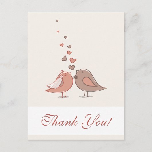 Retro bruid en bruidegom vogels Dank u Briefkaart (Voorkant)