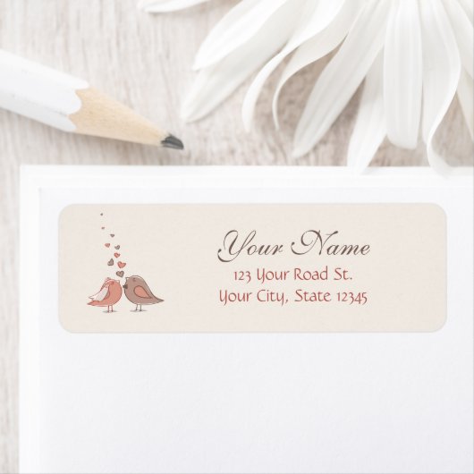 Retro bruid en bruidegom vogels etiket (Insitu)