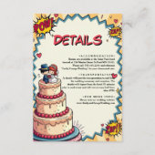 Retro Bruid & Groom Pop Art Comic Style Wedding Informatiekaartje (Voorkant)