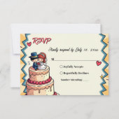 Retro Bruid & Groom Pop Art Comic Style Wedding RSVP Kaartje (Voorkant)