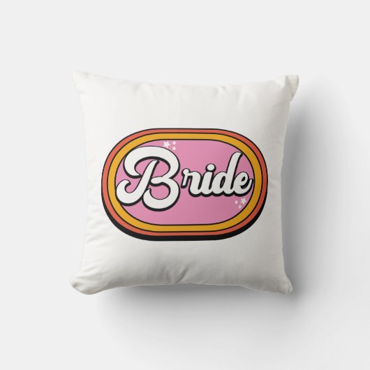 Retro Bruid - Retro 70s Bruid Typografie Kussen (Voorkant)
