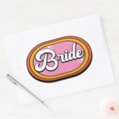 Retro Bruid - Retro 70s Bruid Typografie Ovale Sticker (Envelop)