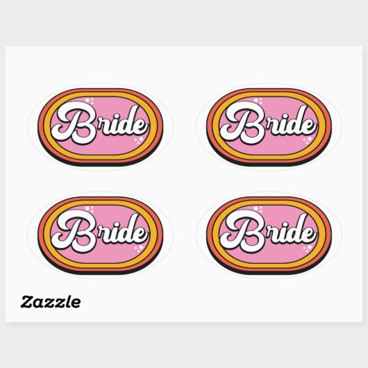 Retro Bruid - Retro 70s Bruid Typografie Ovale Sticker (Vel)