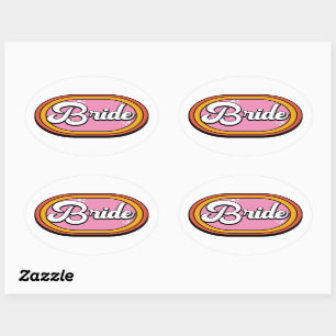 Retro Bruid - Retro 70s Bruid Typografie Ovale Sticker