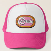 Retro Bruid - Retro 70s Bruid Typografie Trucker Pet (Voorkant)