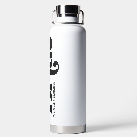 Retro Bruid Typography Design Waterfles (Achterkant)