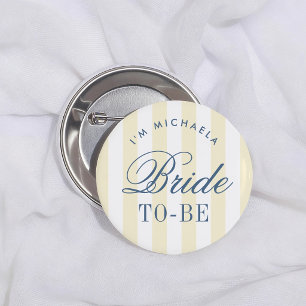 Retro Bruid Wordt Bruid Gele Strepen Ronde Button 5,7 Cm
