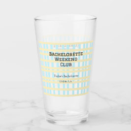 RETRO BRUIDJES WEEKEND CLUB BLAUW GEEL DATUM GLAS
