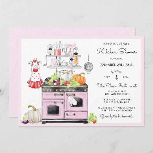 Retro Bruids Keuken Douche Kaart (Voorkant / Achterkant)