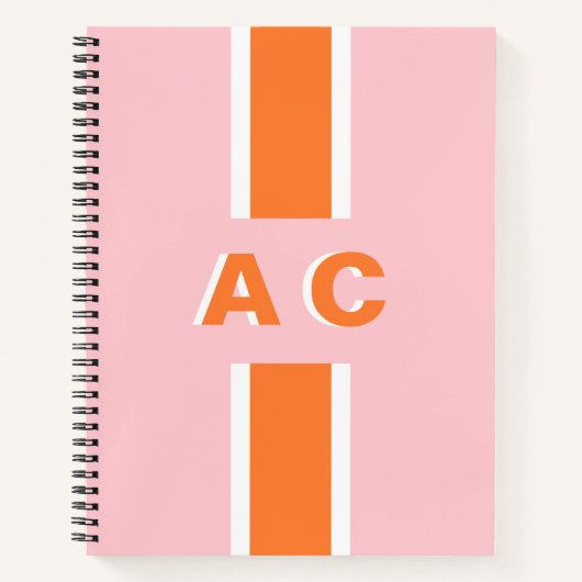 Retro Bruidsfeest Geschenk Persoonlijk Monogram Notitieboek (Voorkant)