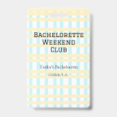 RETRO BRUIDSFEEST WEEKEND CLUB BLAUW GEEL DATUM BADGE (Achterkant)