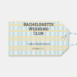 RETRO BRUIDSFEEST WEEKEND CLUB BLAUW GEEL DATUM CADEAULABEL