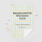 RETRO BRUIDSFEEST WEEKEND CLUB BLAUW GEEL DATUM GOLFHANDDOEK (Insitu)