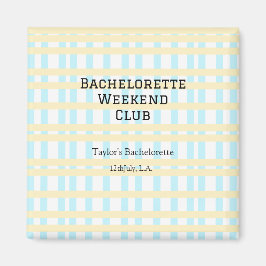 RETRO BRUIDSFEEST WEEKEND CLUB BLAUW GEEL DATUM MAGNEET