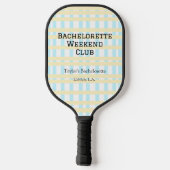 RETRO BRUIDSFEEST WEEKEND CLUB BLAUW GEEL DATUM PICKLEBALL PADDLE (Achterkant)