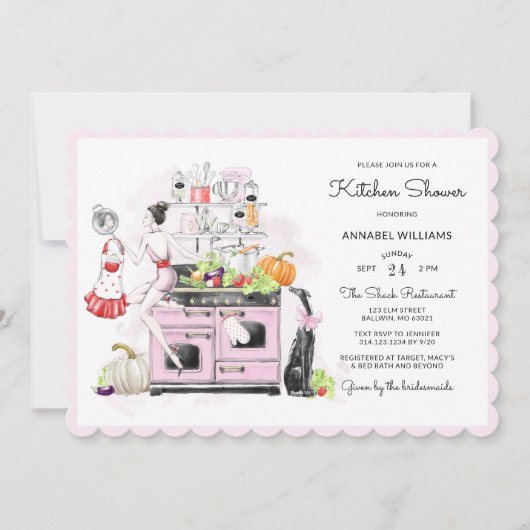 Retro Bruidskeuken Bruiloft Kaart (Voorkant)