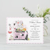 Retro Bruidskeuken Bruiloft Kaart (Staand voorkant)