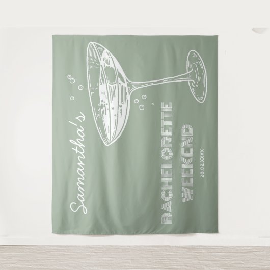 Retro Bruidsmeisje Feest Achtergrond Groene Cockta Wandkleed (Voorkant)