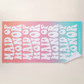 Retro Bruidsmeisje Roze Aqua Gradiënt  Strandlaken (Voorkant)