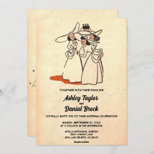  Retro Bruidsmeisjes 50s Classic Bruiloft Kaart