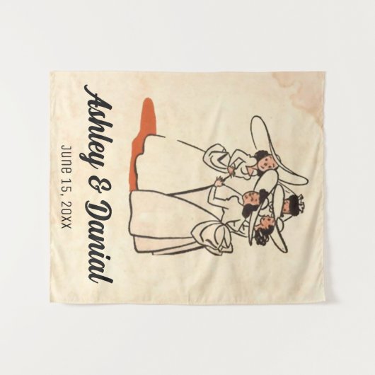  Retro Bruidsmeisjes 50s Oude Bruiloft Wandkleed (Voorkant (horizontaal))