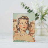 Retro bruidsmeisjes in stijl briefkaart (Staand voorkant)