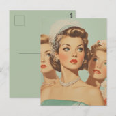 Retro bruidsmeisjes in stijl briefkaart (Voorkant / Achterkant)