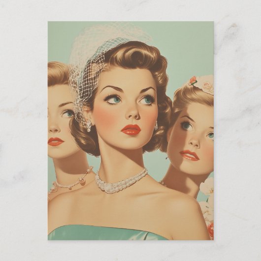 Retro bruidsmeisjes in stijl briefkaart (Voorkant)