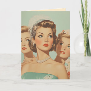Retro bruidsmeisjes in stijl kaart