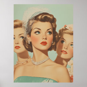 Retro bruidsmeisjes in stijl poster