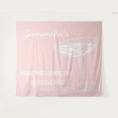 Retro Bruidsmeisjesfeest Achtergrond Roze Cocktail Wandkleed (Voorkant (horizontaal))