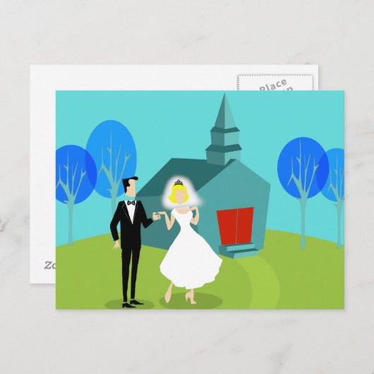 Retro bruidspaar Briefkaart (Voorkant / Achterkant)