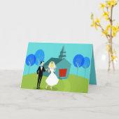  retro bruidspaar Wenskaart Kaart (Gele Bloem)