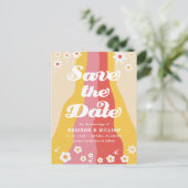 Retro bruiloft Bewaar de datum Briefkaart (Staand voorkant)