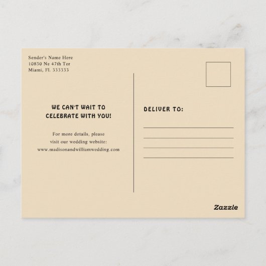 Retro bruiloft Bewaar de datum Briefkaart (Achterkant)