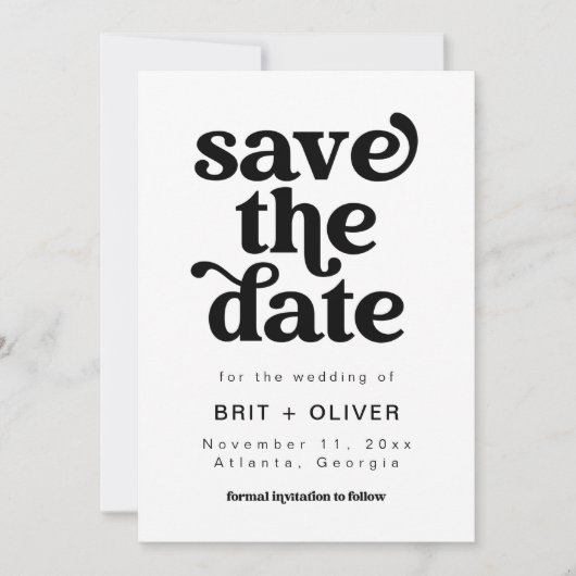 Retro bruiloft Bewaar de datum Kaart (Voorkant)