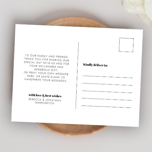 Retro bruiloft Dank u Foto Briefkaart