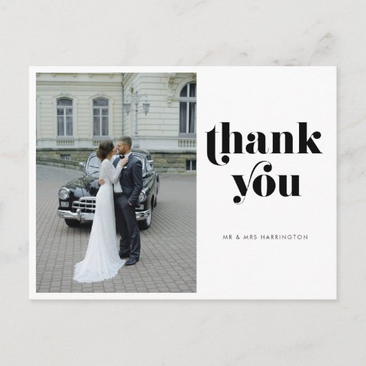 Retro bruiloft Dank u Foto Briefkaart (Voorkant)