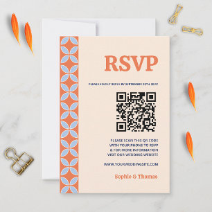 Retro Bruiloft in Mid Century-stijl RSVP Kaartje