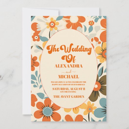  Retro bruiloft Kaart (Voorkant)