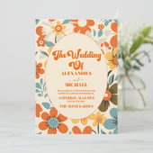  Retro bruiloft Kaart (Staand voorkant)