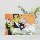 retro,,bruiloft kaart (Staand voorkant)